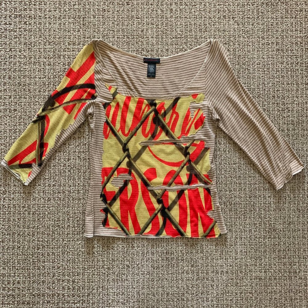 Custo 3/4 sleeve top with fence pattern - RARE - 4